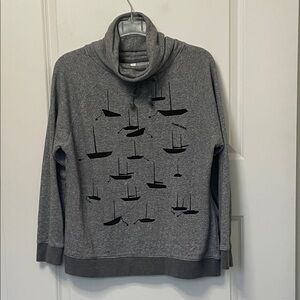 Sailboat Gray Funnel Neck Sweatshirt XL